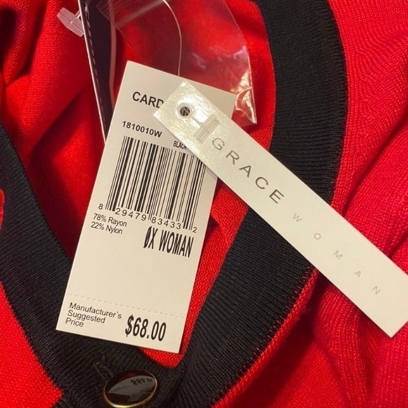 Grace Red Cardigan Sweater Size Medium - Picture 5 of 6